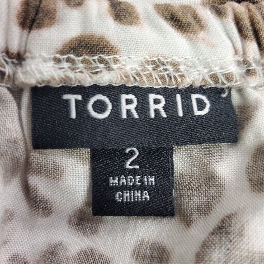 Torrid Womens Challis Off Shoulder Crop Top Size 2X Animal Print Mob Wife Boho - Picture 3 of 9